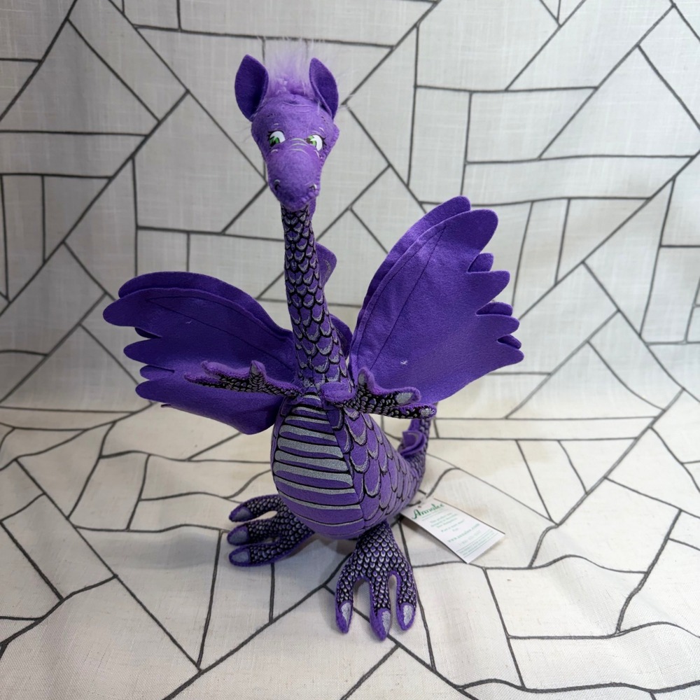 Annalee Dragon Plush 12in Purple Silver Scales Felt Wings Mythical 311720 NWT